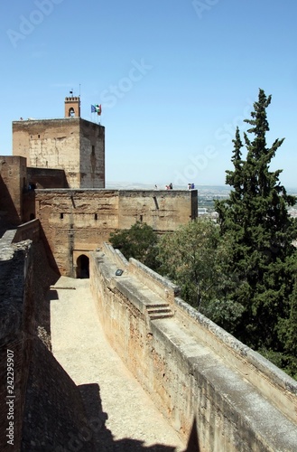 The ancient walls of the Alcazaba fortress in the Alhambra