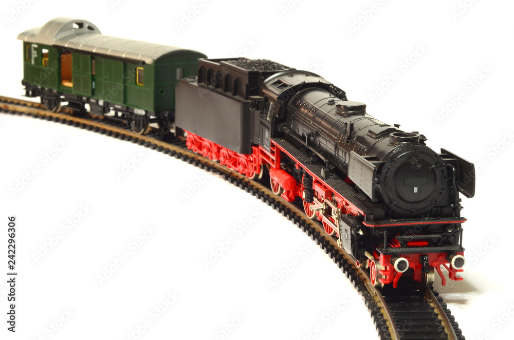 Obraz premium steam loco model train isolated on white