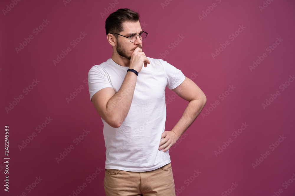 Portrait of happy fashionable handsome man in shirt looking at camera