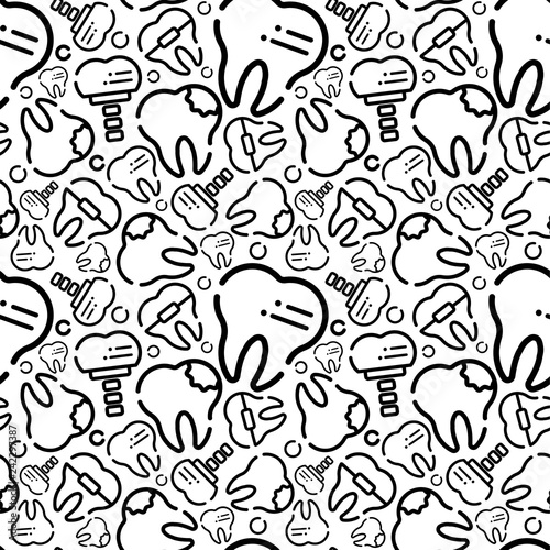 Vector seamless pattern on dental theme. Teeth and equipment for dentists. Used for backgrounds, cards, wallpapers