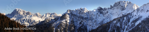 Civetta Group in the Italian Dolomites as seen from Passo Valles. Trentino Alto-Adige, Italy. photo