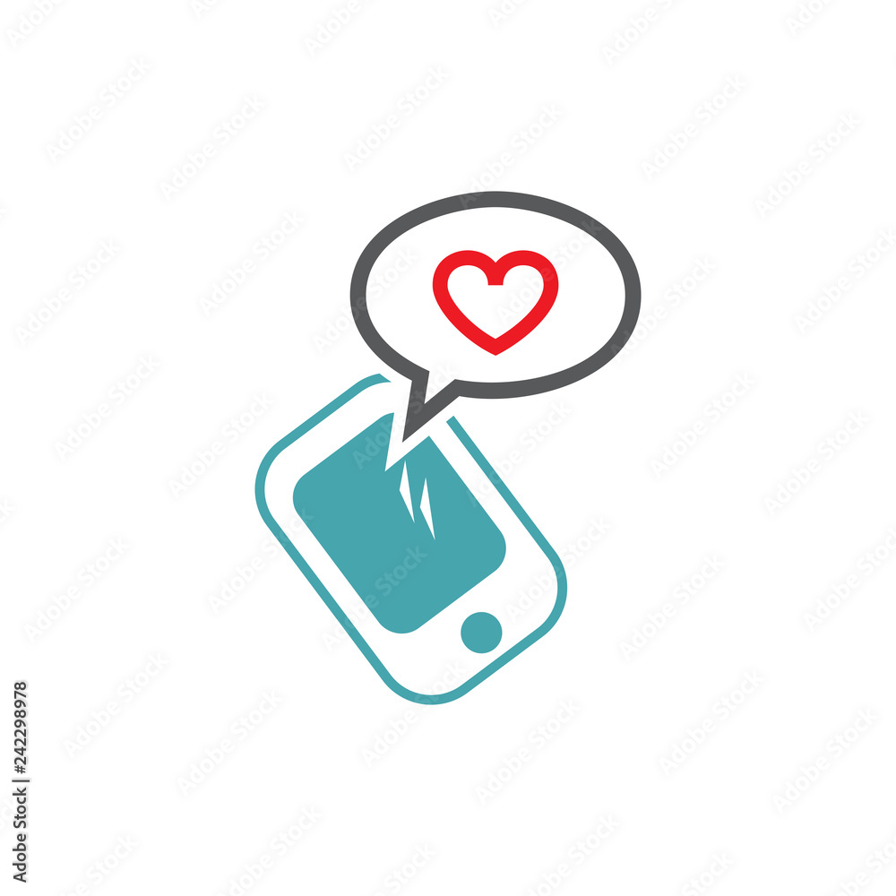 Vector illustration phone, heart and icon of the message. Set of vector symbols. Long-awaited love message. Flat design Vector illustration phone, heart and icon of the message. Set of vector symbols. Long-awaited love message. Flat design