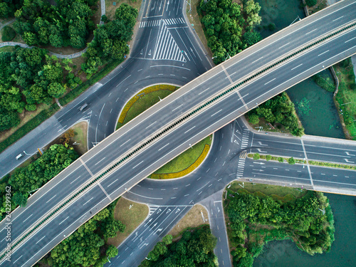 Photography aerial view over the road