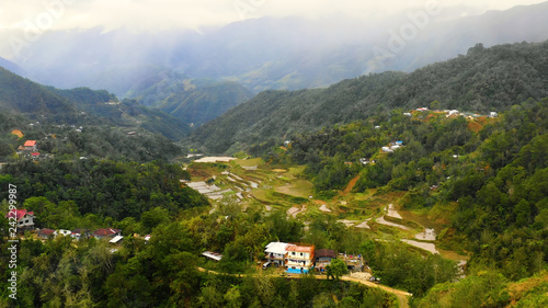 rice terraces in aerial view, Philippines