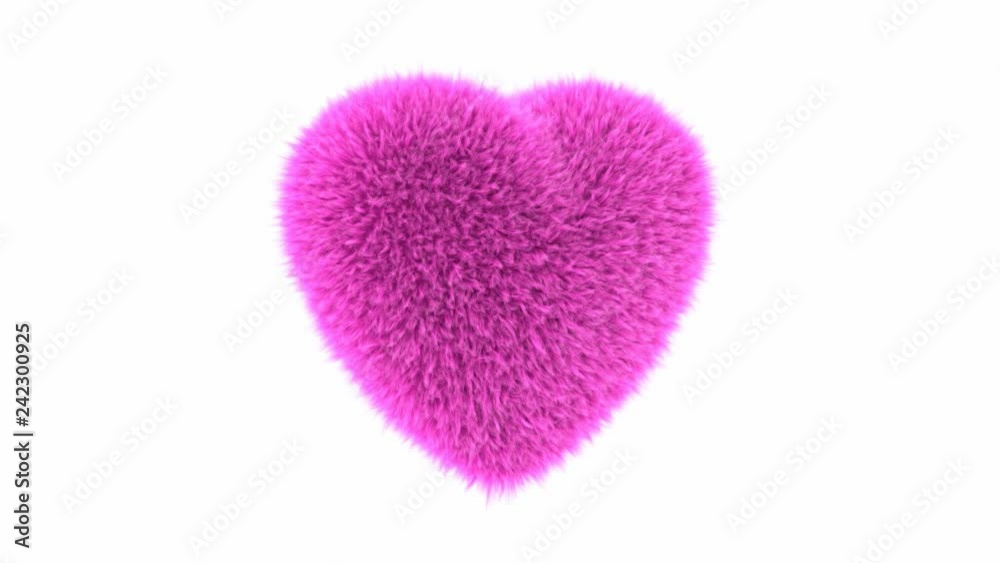 UHD 3D looping animation of the fluffy pink heart with alpha matte UHD 3D looping animation of the fluffy pink heart with alpha matte