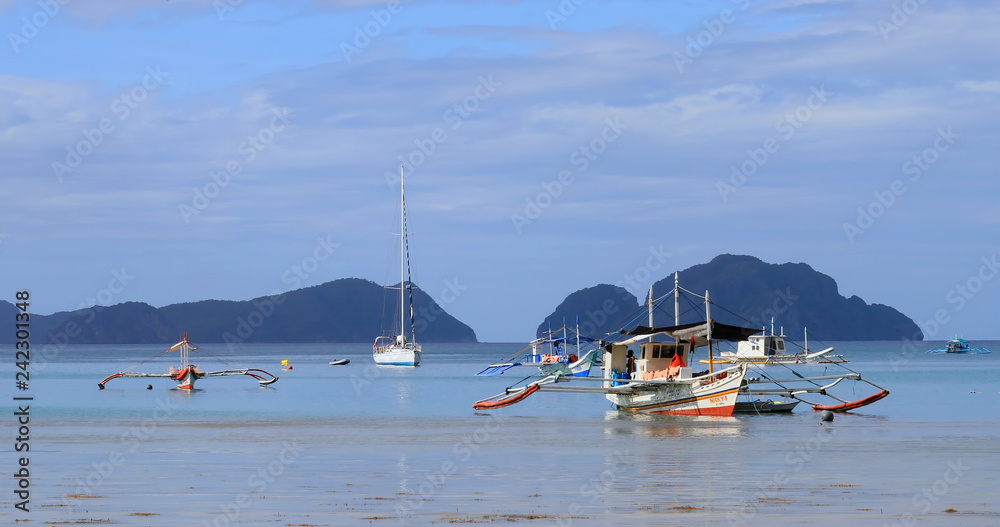 fishing boat in a creek in south east asia, philippines