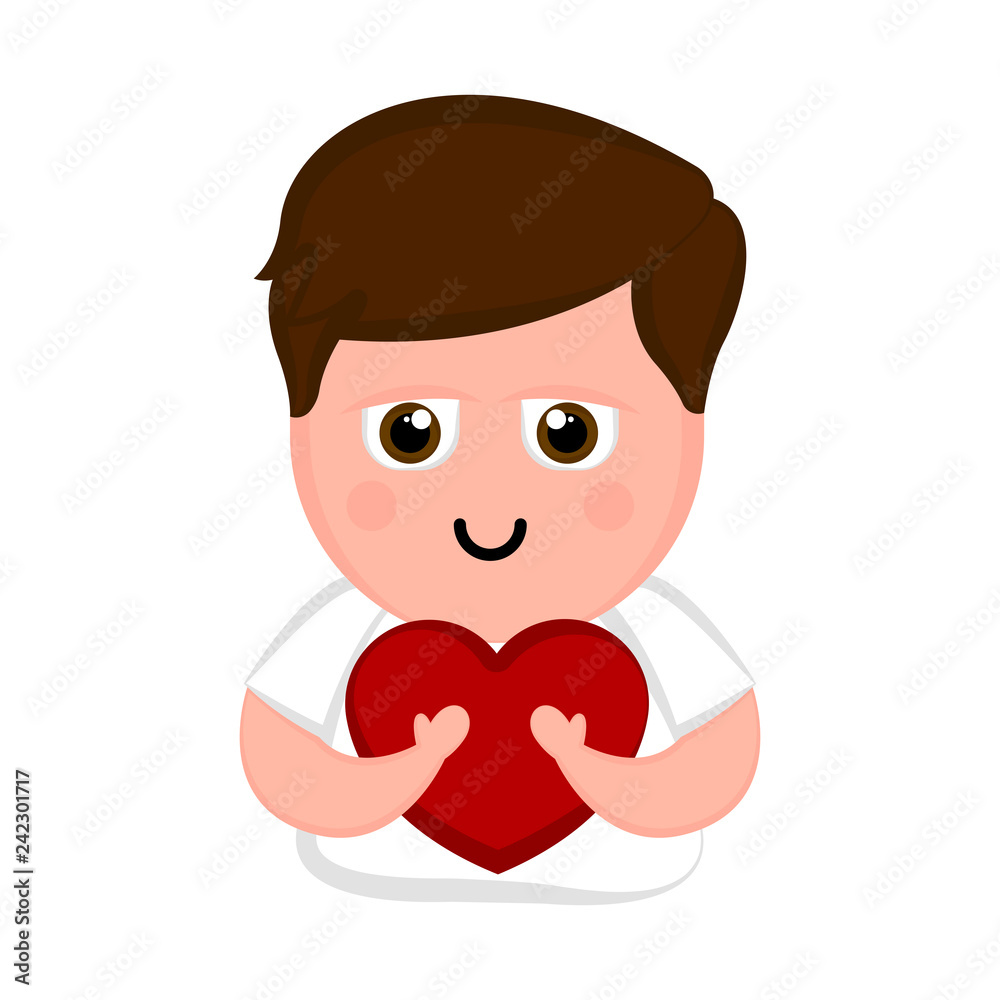 Happy man with a heart. Valentines day. Vector illustration design Happy man with a heart. Valentines day. Vector illustration design
