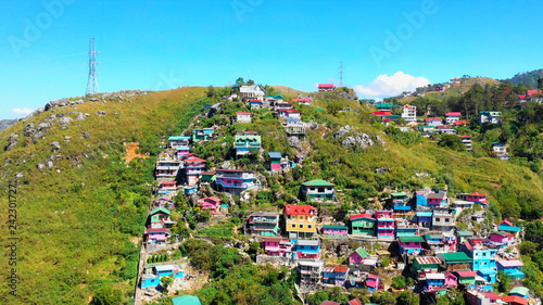 Colorful  Houses in aerial view, La Trinidad, Benguet, Philippines photo