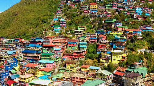 Colorful  Houses in aerial view, La Trinidad, Benguet, Philippines © Fly_and_Dive