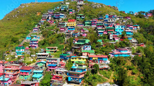 Colorful  Houses in aerial view, La Trinidad, Benguet, Philippines