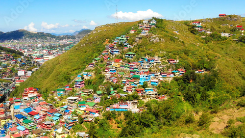 Colorful  Houses in aerial view, La Trinidad, Benguet, Philippines photo