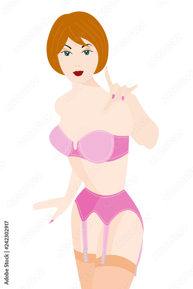 sexy young redhead woman in panties and garters sexy young redhead woman in panties and garters