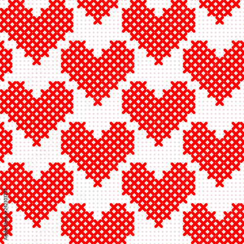 Red simple cute cross stitc...