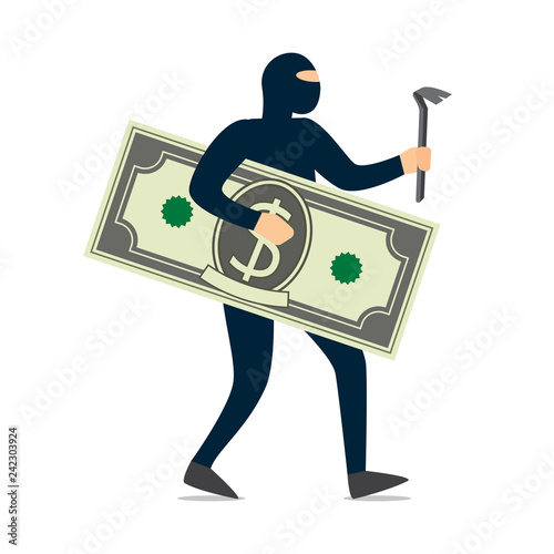 Thief in a black mask stole money
