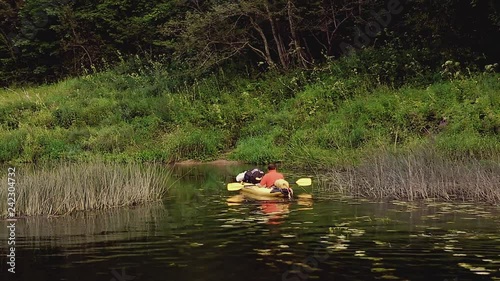 Rafting on the river in a kayak