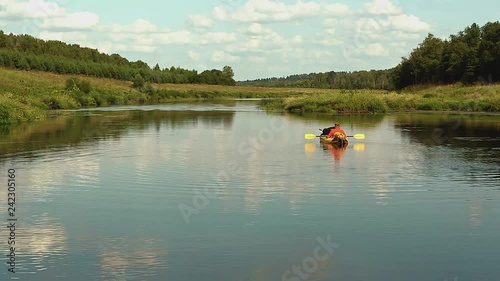 Rafting on the river in a kayak