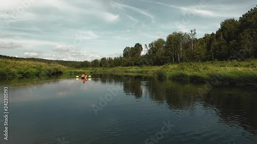 Rafting on the river in a kayak