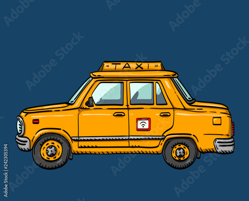 illustration of a yellow car, digital taxi service