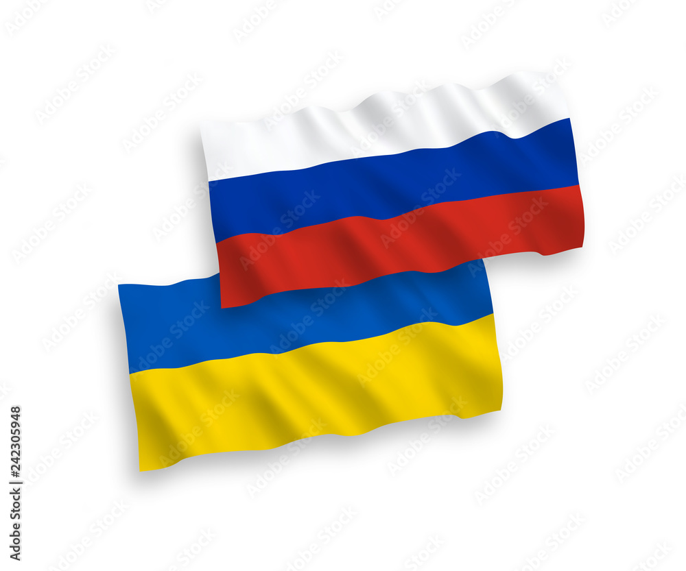 Flags of Ukraine and Russia on a white background Flags of Ukraine and Russia on a white background