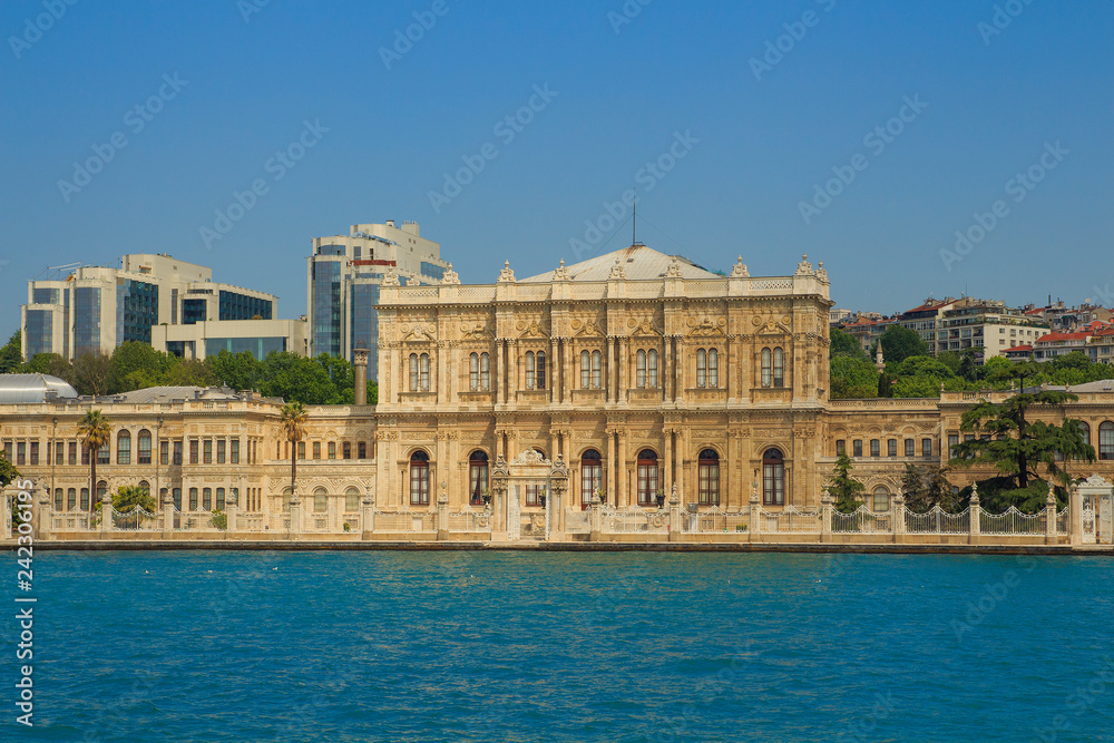View from the Bosphorus to the Dolmabahce Palace in Istanbul,