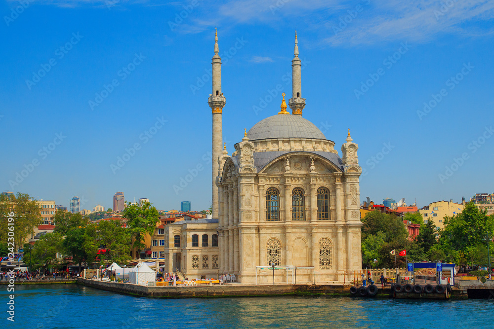 View from the Bosphorus to the Ortakoy Mosque, Istanbul,