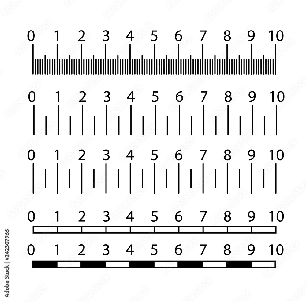 Inch and metric rulers set. Centimeters and inches measuring scale cm