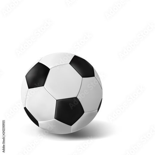 Isolated realistic soccer ball on white background. Vector illustration of the ball for European football. Classic design