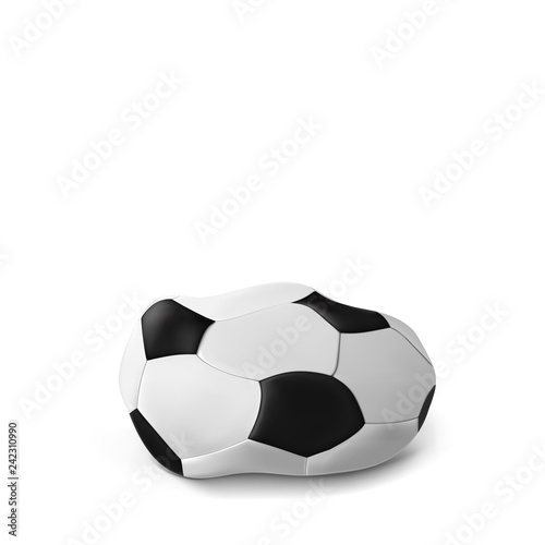 Realistic deflated football, soccer ball isolated on white background. Vector illustration of the deflated ball. Classic design