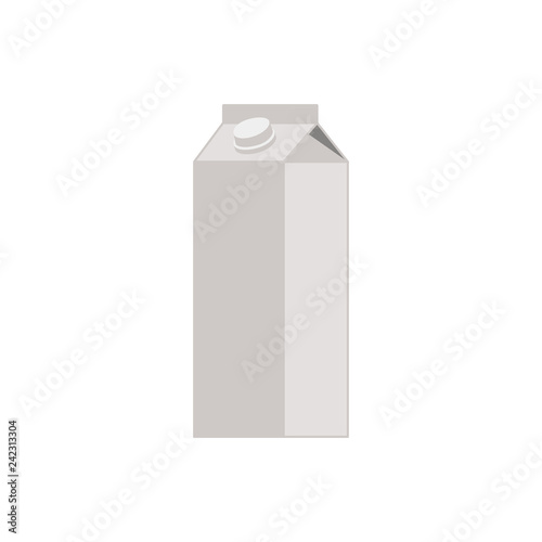 Flat icon mockup of cardboard box of milk isolated on white background. Vector illustration.