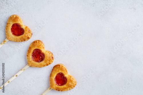 Strawberry pie pops on a stick for Valentine's Day