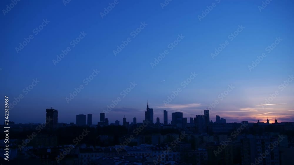 Panorama of the city of Warsaw at sunset. Panorama of the city of Warsaw at sunset.