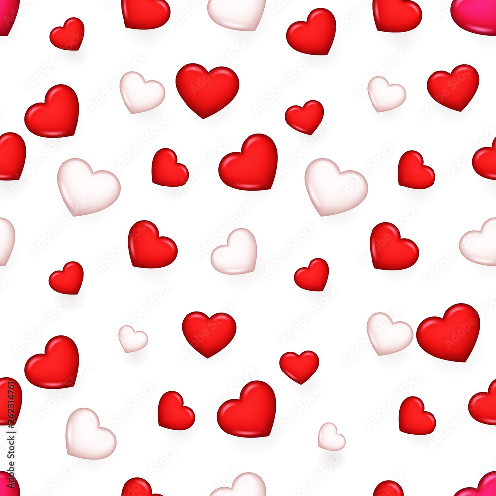 Valentine day isolated heart 3d seamless pattern background design vector illustration