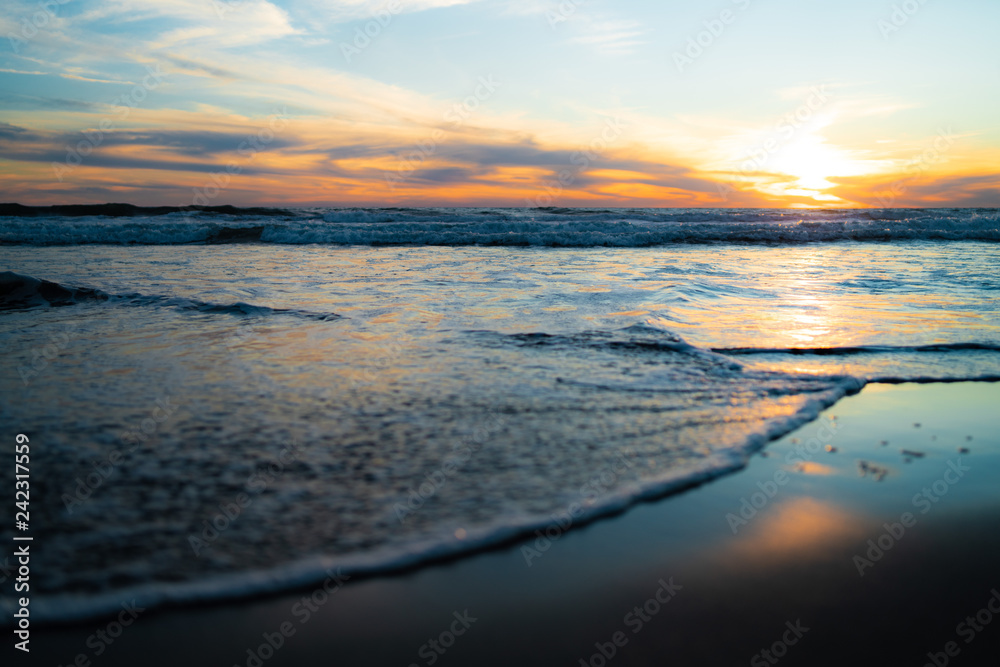 sunset beach sand sea