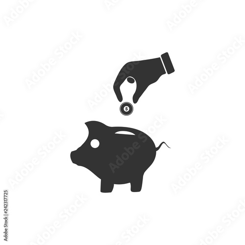 Saving Money with Piggy icon flat