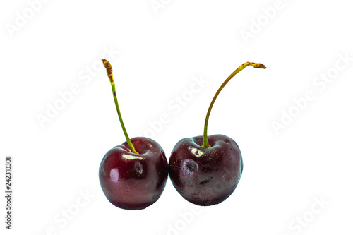 two cherries isolated on white background