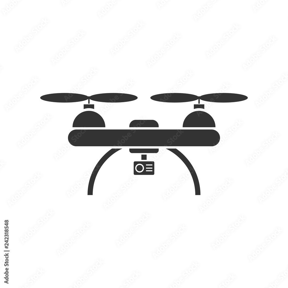 Drone quadrocopter icon flat Drone quadrocopter icon flat
