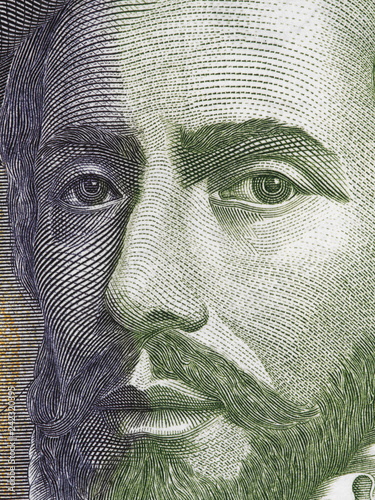 Hernan Cortes portrait on Spanish 1000 peseta (1992).  Spanish Conquistador, colonizer of Mexico.. photo