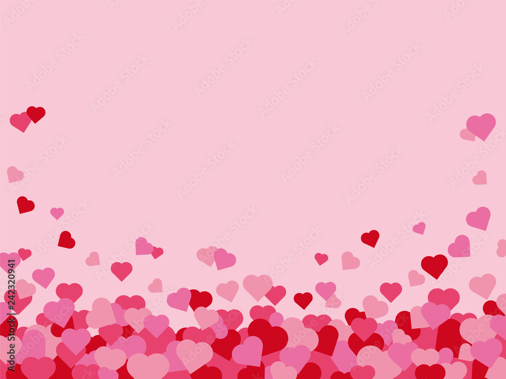Valentines Day hearts border with pink background