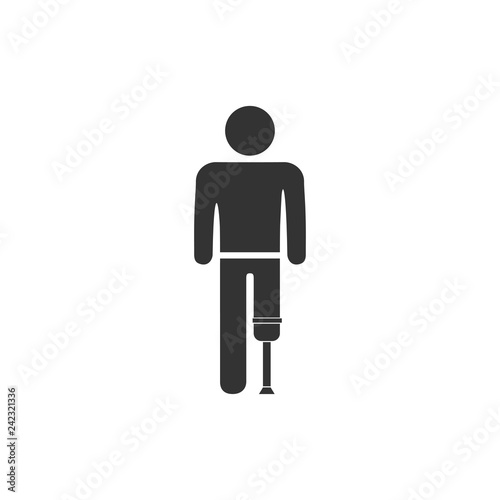Person with foot prosthesis icon flat