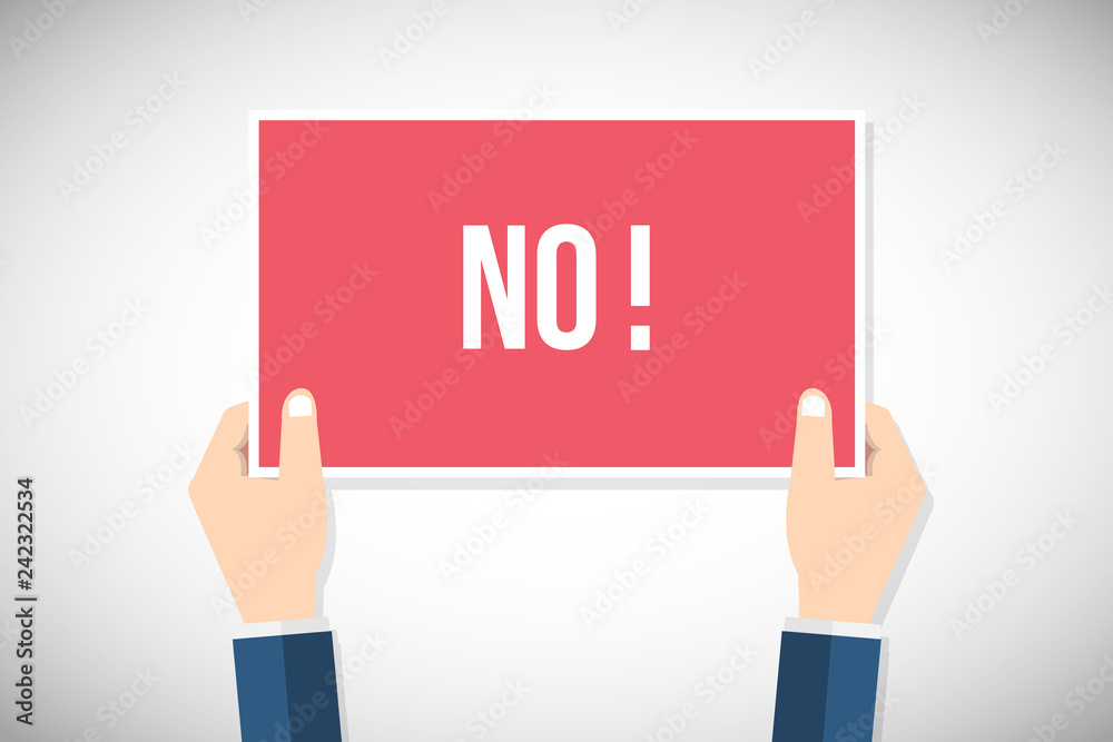 Hands holding placard with Hands holding placard with