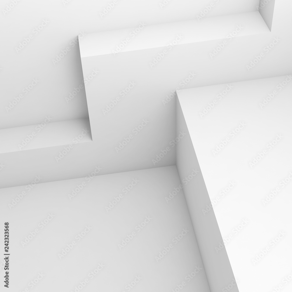 Square white empty interior fragment 3 d Square white empty interior fragment 3 d