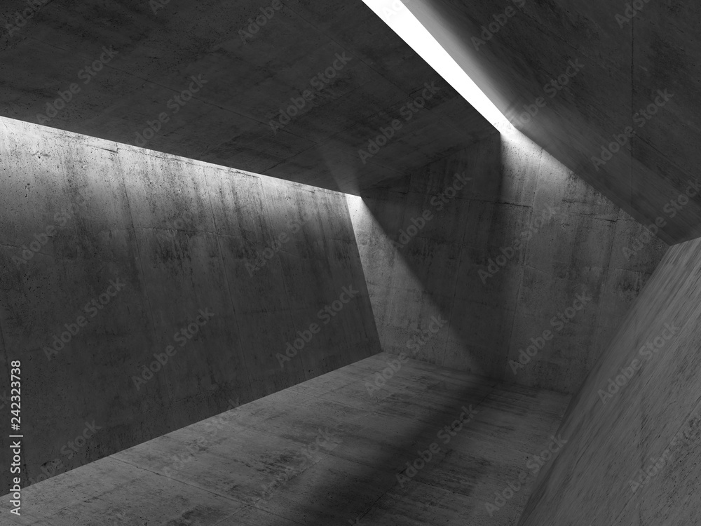 Empty dark concrete interior 3 d render Empty dark concrete interior 3 d render