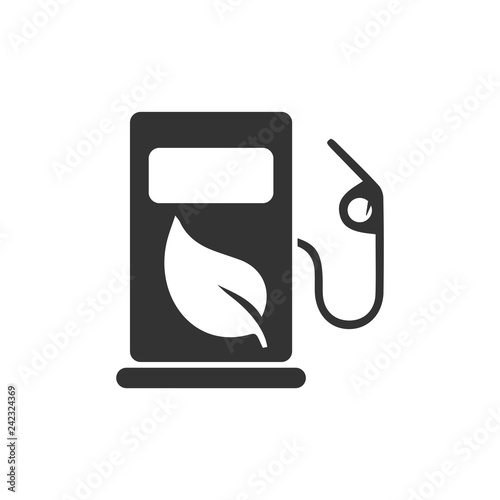 Gas station with leaves icon flat