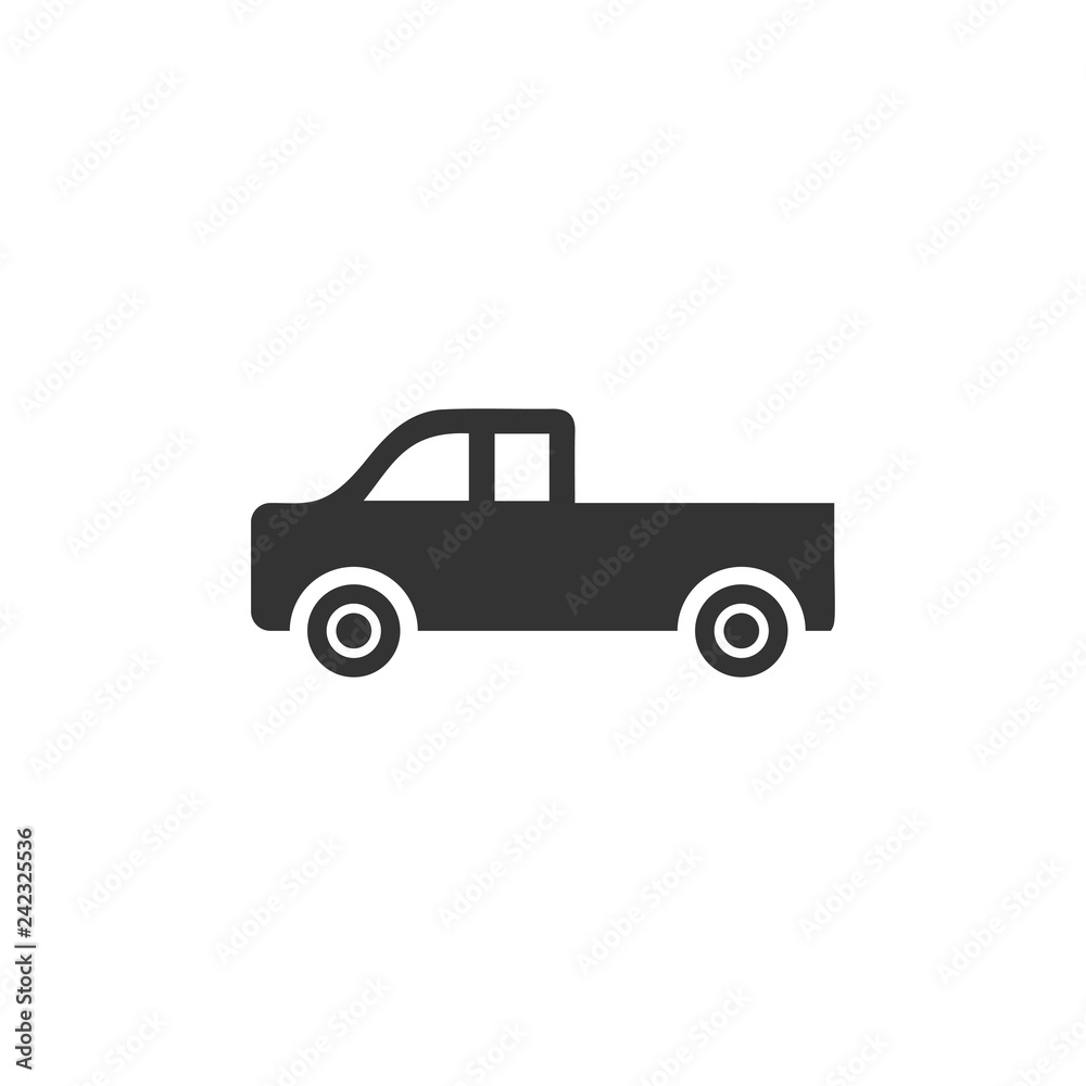 Pickup truck icon flat