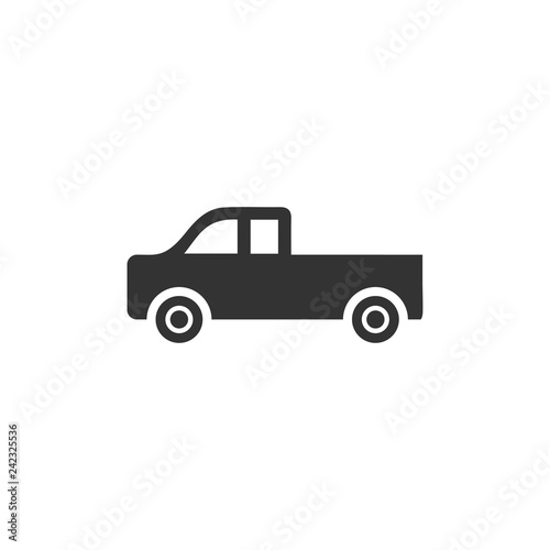 Pickup truck icon flat