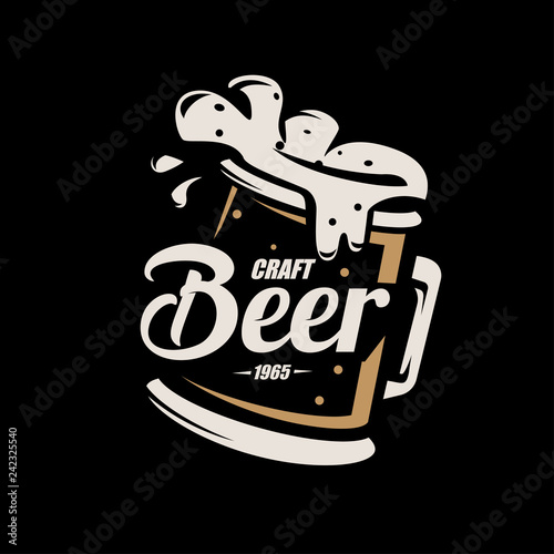 Beer mug, stylized vector symbol in retro style, logo template