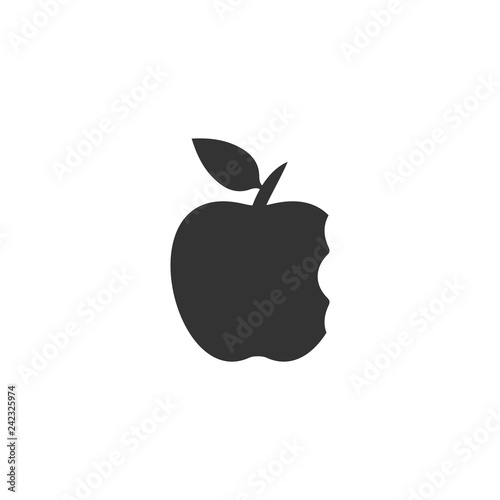 Bite apple icon flat