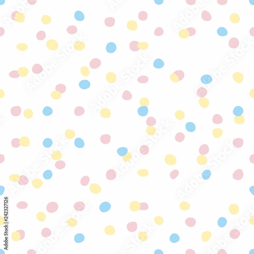 Tile vector pattern with pastel hand drawn dots on white background