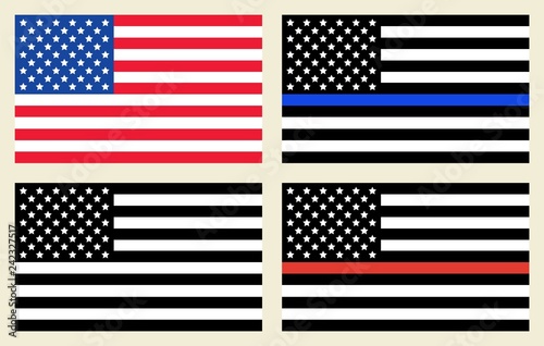 Vector US flags set