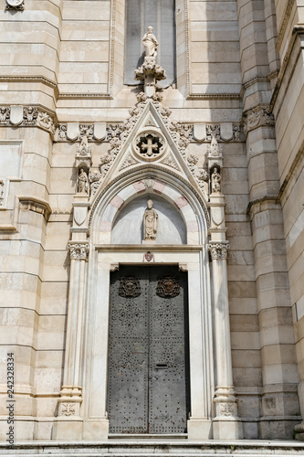 Facade of Naples Cathedral in Naples, Italy